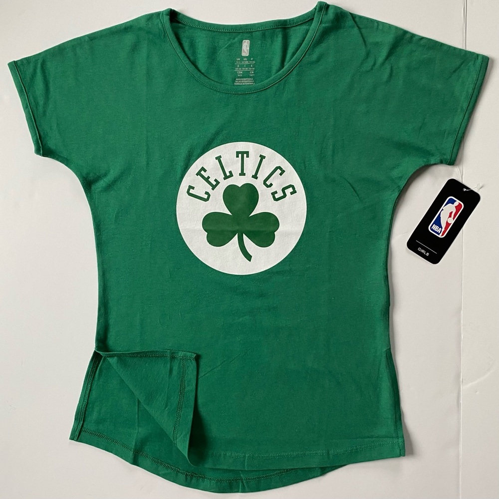 Celtics Shirt Size 14 16 Large New NWT Green Cotton Girls Basketball Logo Top